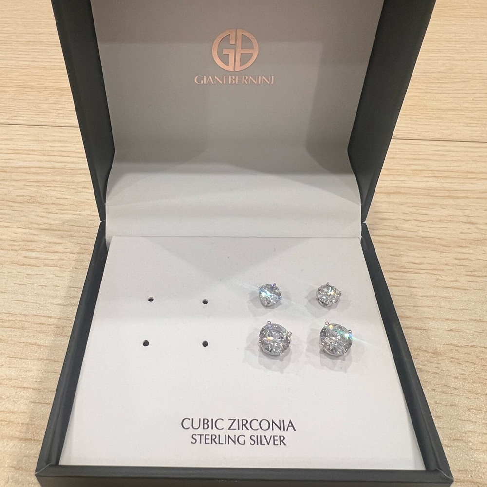 Giani Bernini Sterling Silver Cubic Zirconia Cuff Links - Silver/White